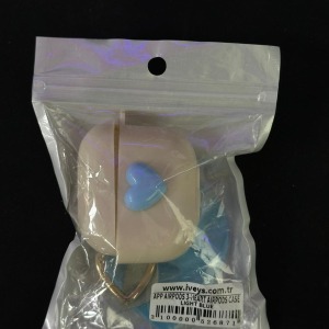  Kalp Figürlü AirPods 3 Kulaklık Kılıfı - Beyaz - Mavi